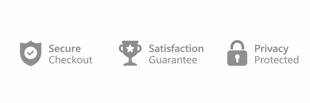 JellyThin secure checkout, satisfaction guarantee, and privacy protected trust badges